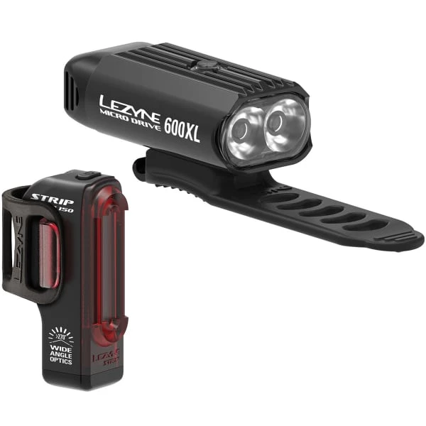 Lampes Vélo LEZYNE MICRO DRIVE 600XL / STRIP PAIR 22 Noir 3 Lampes Vélo LEZYNE MICRO DRIVE 600XL / STRIP PAIR 22 Noir